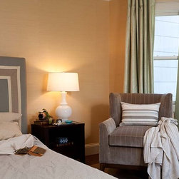 Custom bedroom curtains in subtle shades of green - Curtains