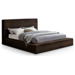 Meridian Furniture - Dexter Upholstered Bed, Brown, Full, Corduroy Fabric - When a bedroom rehab is on your "to do" list, this Dexter brown corduroy fabric full bed is a great jumping-off point. Designed to give your bedroom a fresh new face fast, this full size bed is upholstered in soft brown furry textured corduroy fabric in a homage of sorts to the timelessly iconic material that's part of your coziest fall wardrobe. The contemporary design of the bed features channel tufting for textural appeal, and the high headboard adds a dramatic vibe whether in the master suite or guest bedroom.