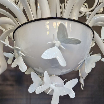Custom Commissioned Diego Costantini Murano Glass Butterflies Chandelier