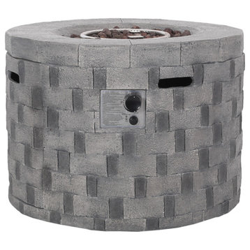 GDF Studio Kaur Outdoor 32" Natural Gas-Burning Lightweight Concrete Fire Pit, Gray