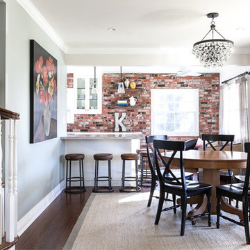 Colorful Open Concept Living, Dining, and Kitchen