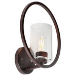 Forte - Forte 2720-01-32 Orbit, 1 Light Wall Sconce, Bronze/Dark Brown - The Orbit sconce features a square shaped metal riOrbit 1 Light Wall S Antique Bronze Clear *UL Approved: YES Energy Star Qualified: n/a ADA Certified: n/a  *Number of Lights: 1-*Wattage:75w Medium Base bulb(s) *Bulb Included:No *Bulb Type:Medium Base *Finish Type:Antique Bronze