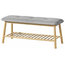 Contemporary Shoe Rack Bench, Natural Bamboo Wood With Cushioned Seat