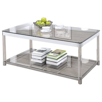 Coaster Contemporary Glass Top Coffee Table with Lower Shelf in Clear