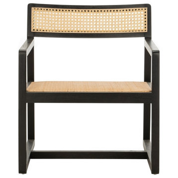 Allie Cane Arm Chair, Black/Natural