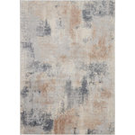 Nourison - Nourison Rustic Textures 3'11" x 5'11" Beige/Grey Modern Indoor Area Rug - This beautifully carved contemporary rug from the Rustic Textures Collection brings abstract greys and beige together for a weathered, rustic d�cor feel that adds depth and texture to any space. A soft, silky high-low pile with subtly distressed colors make this rug the perfect choice for a modern accent.