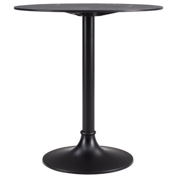 Jannie 30" Bistro Table, Black With Black Column and Base
