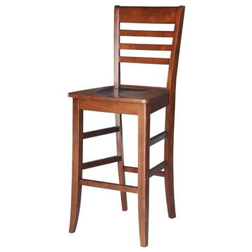 Roma Bar Height Wood Stool - 30" Seat Height in Espresso