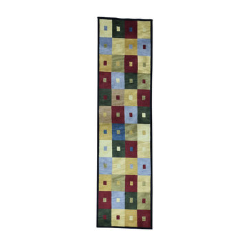 Closeout Sale Hand-Knotted Modern Nepali Pure Wool Runner Rug, 2'7"x9'9"