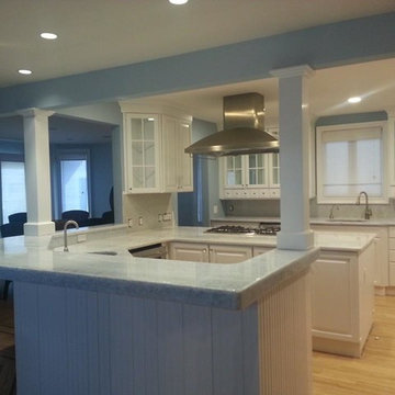 Contemporary Kitchen with Bar Counter Tops