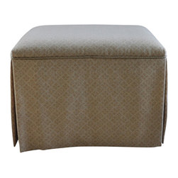 Custom Ottoman With Kick Pleat Skirt and Cord Welting - Products