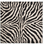 Liora Manne - Visions I Zebra Indoor/Outdoor Rug Black, 8' Square - The highly detailed painterly effect is achieved by Liora Mannes patented Lamontage process which combines hand crafted art with cutting edge technology. This rug is hand-made of 100% Polyester fibers that are intricately blended together using Liora Manne's patented Lamontage process.  It is then finished using modern needle punching and latexing processes that create a work of art. The low -profile nature of this Lamontage rug is an ideal base with which to create a rug that is at the same time a work of art.  Perfect for any indoor or outdoor space, it is antimicrobial, UV stabilized, and easy care.