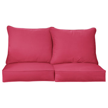 Sunbrella Outdoor Loveseat Pillow and Cushion Set, Canvas Hot Pink