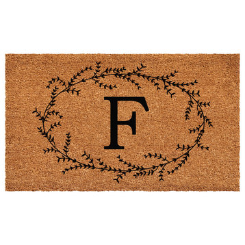 Calloway Mills Rustic Leaf Vine Monogrammed Doormat, 36"x72", Letter F