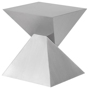 Giza Side Table, Brushed Stainless Steel End Table, Modern Accent Table