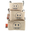 Smiling Face Canvas Storage Totes, Set of 3