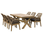 OUTSY - Santino 7-Piece Outdoor Dining Set, Table & 6 Wood/Aluminum/Rope Chairs - Your outdoor living area can be the perfect gathering space for friends and family. Whether you ve invited the neighbors over for a barbecue or simply wish to eat a family meal outside, there's a special sense of togetherness and contentment that can only be experienced outdoors. This dining set from the OUTSY Santino Collection is perfect for gathering everyone together for such times.