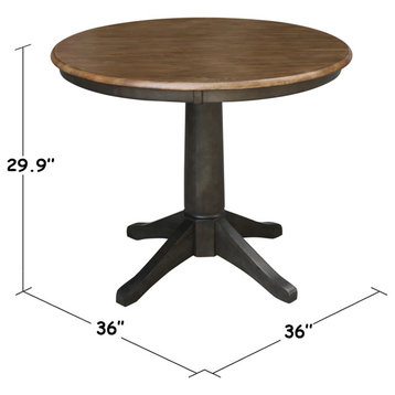 Round Top Pedestal Table, Hickory/Washed Coal, 36"ch Round