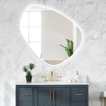 Rasso Novelty Frameless Bathroom Vanity LED Lighted Wall Mirror, 47"