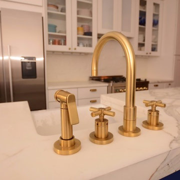 Calacatta Gold Marble & White Cabinets