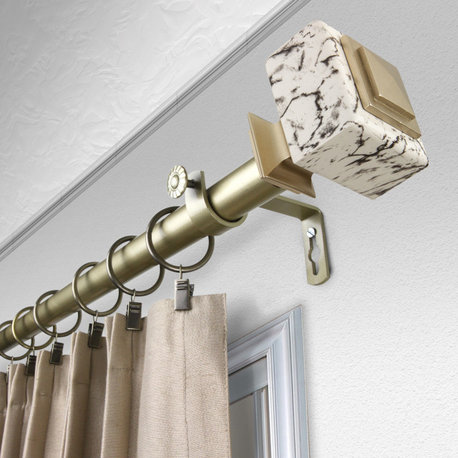 Brielle 1" Diameter Curtain Rod, Gold, 66-120"