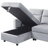 Ivy Light Gray Velvet Reversible Sleeper Sectional Storage Chaise SidePocket