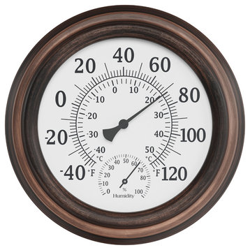 8" Indoor/Outdoor Wall Thermometer by Pure Garden, Brown