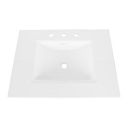Maykke - Brighton Rectangle Sink Top, White Ceramic, 31", 8" Widespread Faucet Hole - Bathroom Sinks