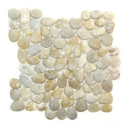 Off White Honed Pebble Tile - Products