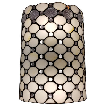 Tiffany Style 2 Light Jeweled Wall Lamp 14" Tall