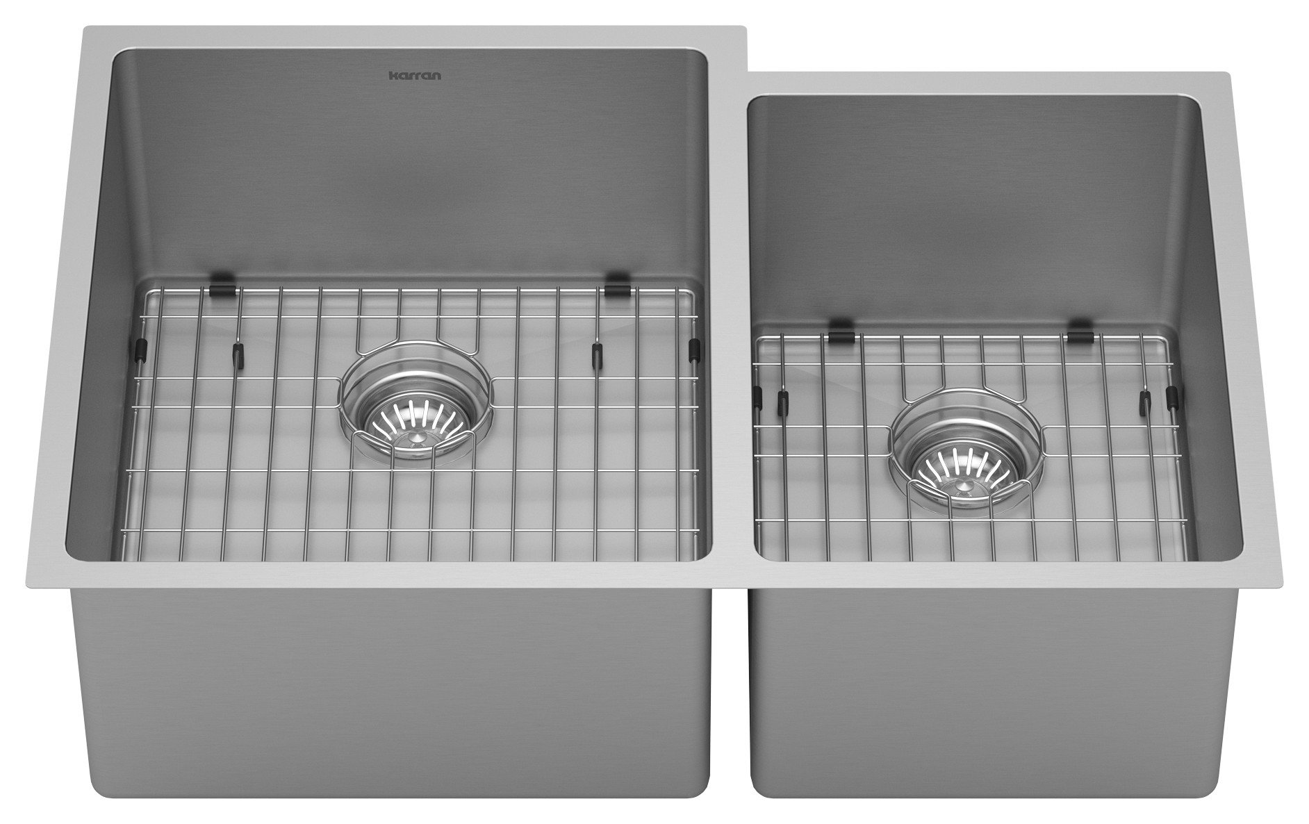 Karran Undermount Stainless Steel 33" 16-Gauge Double Bowl 60/40 Sink Kit
