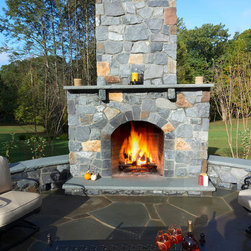 Outdoor Masonry Stone Fireplace - Outdoor Fireplaces