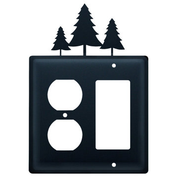 Single Outlet and GFI Cover, Pine Trees