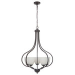 Craftmade - Serene 5 Light Foyer in Espresso (49935-ESP-WG) - Craftmade (49935-ESP-WG) Serene Collection Transitional Style Indoor 5 Light Foyer In Espresso With White Frosted Bell Shaped Glass Shade(s). Dimmable: Yes. Dry rated. Light Bulb Data: 5 Medium 60 watt. Bulb included: No.