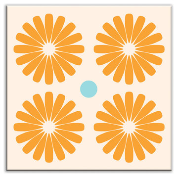 4.25"x4.25" Folksy Love Glossy Decorative Tile, Pinwheels Orange