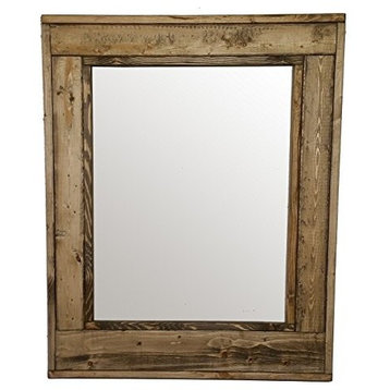 Herringbone Stained Vanity Mirror, Driftwood, 30"x36", Vertical