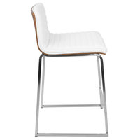 LumiSource Mara 26" Counter Stool, Walnut And White, Set Of 2