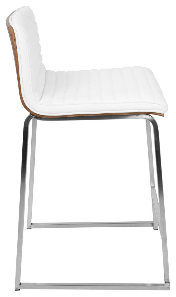 LumiSource Mara 26" Counter Stool, Walnut And White, Set Of 2