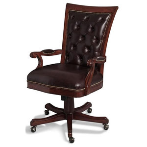 Classic Wooden Bankers Chair With Wood Seat And Arms