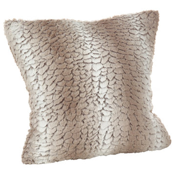 Juneau Collection Faux Fur Throw Pillow, Natural, 18", Cover Only