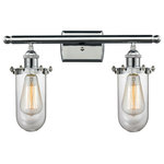 Innovations Lighting - Kingsbury 2-Light LED Bath Fixture, Polished Chrome, Glass: Clear - The Austere makes quite an impact. Its industrial vintage look transports you back in time while still offering a crisp contemporary feel. This sultry collection has a 180 degree adjustable swivel that allows for more depth of lighting when needed.