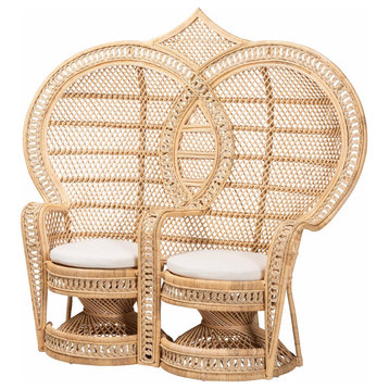 Chrissy Natural Rattan Two-Seater Peacock Chair