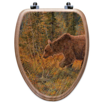Wandering Grizzly Art Toilet Seat, Elongated