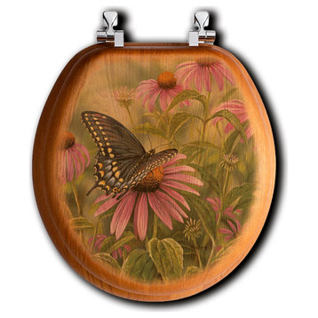 Toilet Seat, Elongated, Black Swallowtail Butterfly, Round