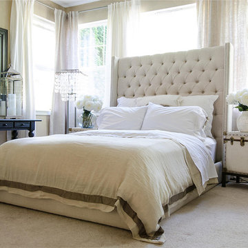 Elements Fine Home Furnishings Chelsea Tall Panel Headboard King Bed in Seashell