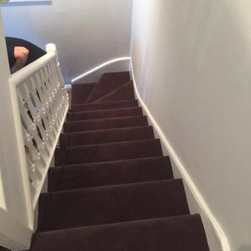 Installing Purple Carpet to Stairs in Private Residence