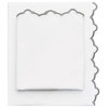 Gray Scalloped Embroidered Flat Sheet-Queen