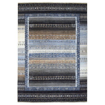 Light Gray Kashkuli Gabbeh With Soft Wool Hand Knotted Oriental Rug, 10'2"x14'1"