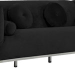 Meridian Furniture - Opal Velvet Upholstered Sofa, Black - Catch the eyes of all who step foot in your home with this bold Opal black velvet sofa. Its chrome stainless steel patterned design creates a contemporary flair against its plush, black velvet upholstery, creating a home accent piece that is both comfy and stylish. Its roomy design offers ample room to kick back and relax after a long day, while its stocky shape adds a daring touch to your decor.