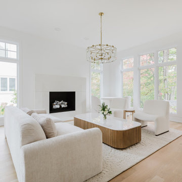 Glencoe Minimalist Living Room With Picture Windows and Soft Neutrals